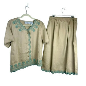 NEW Vintage Two Twenty Collection‎ Blair 2 Piece Skirt Jacket Set Large Petite
